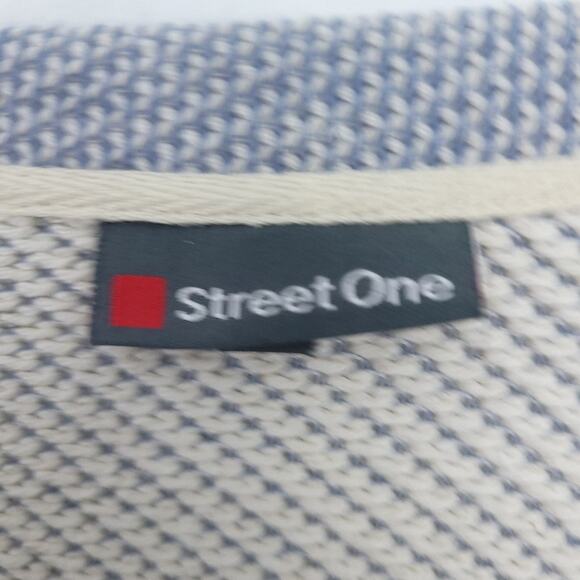 Street One Cardigan EU 40 (Medium) Blue Cream Snap Button Closure Crewneck - Picture 5 of 6
